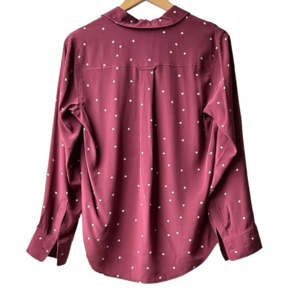 Rails Kate Merlot Twinkle Button Up Silk Collared Long Sleeve Shirt Maroon Sz S - Picture 10 of 16